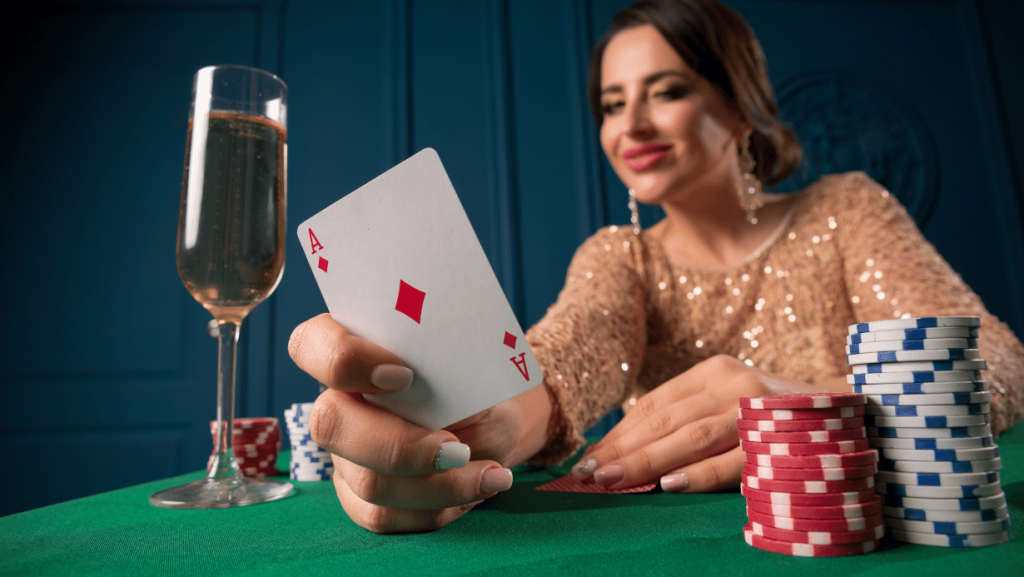 Woman playing poker